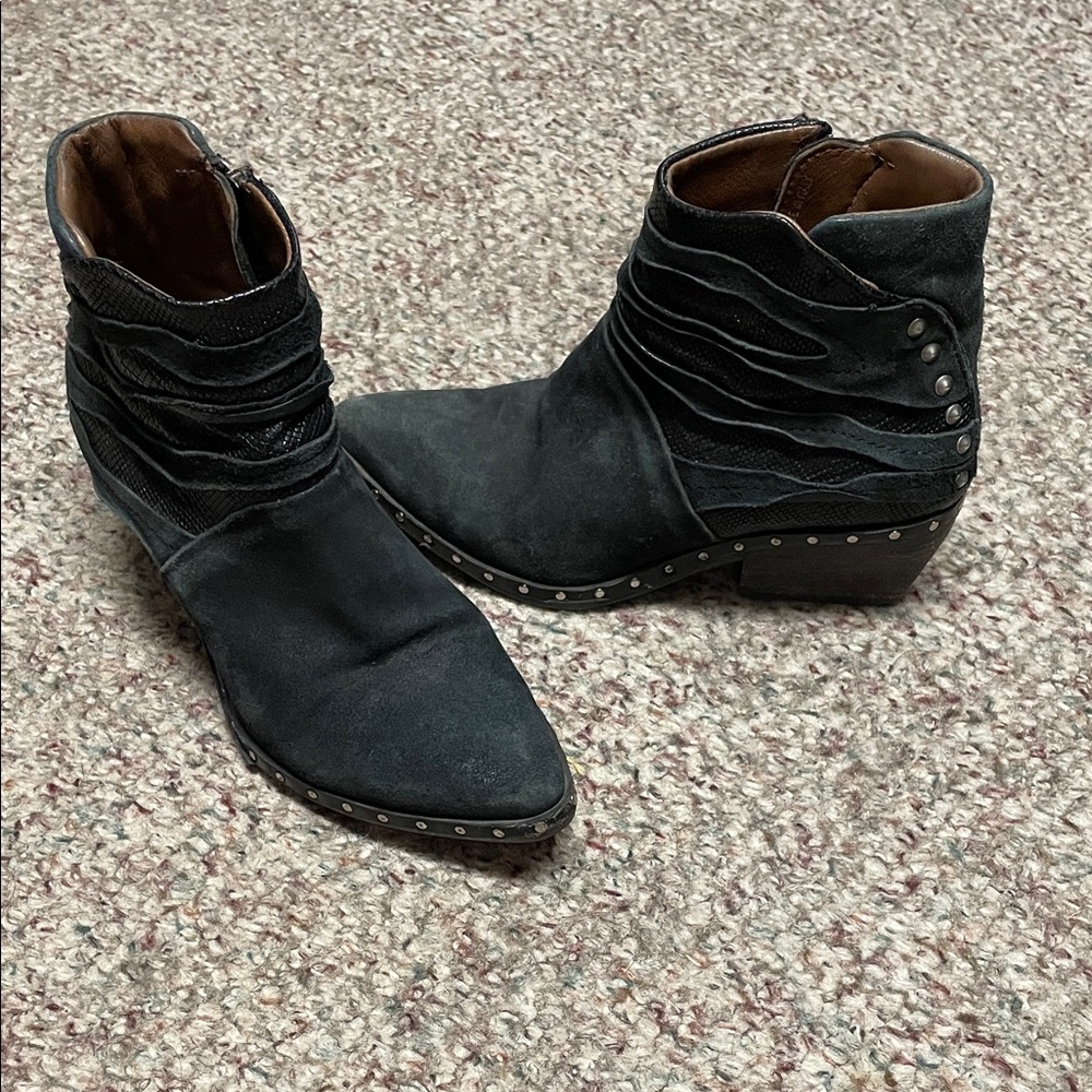 AS 98 Black Ankle Boots with silver Studded Detail